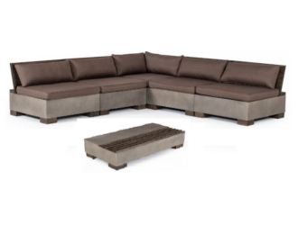 Modrest Delaware - Modern Concrete Modular Small Sectional Sofa Set with Rectangular Coffee Table