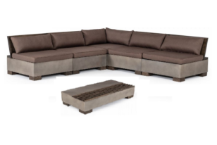 Modrest Delaware - Modern Concrete Modular Small Sectional Sofa Set with Rectangular Coffee Table