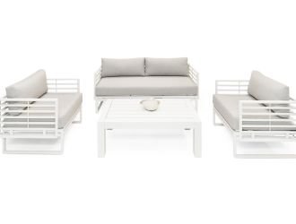 Renava Wharf - Outdoor Light Grey and White Sofa Set