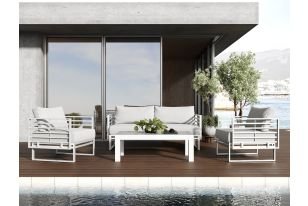 Renava Wharf - Outdoor Light Grey and White Sofa Set